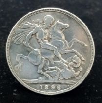 An 1896 Queen Victoria Silver Crown. Please see photos for conditions.