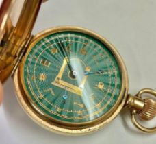 Vintage Masonic full hunter pocket watch Working