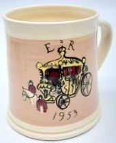 A 1953 CORONATION MUG . 10cms TALL