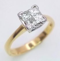 An 18K Yellow Gold Diamond Set Ring. 0.48ct. Size L. 3.2g total weight.