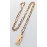 A PATTERNED GOLD INGOT AND ON A 40cms GOLD CHAIN ALL IN 9K GOLD 4.8gms