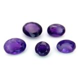 A 20.35ctw Lot of Five Amethysts. Comes with a clip-open case.