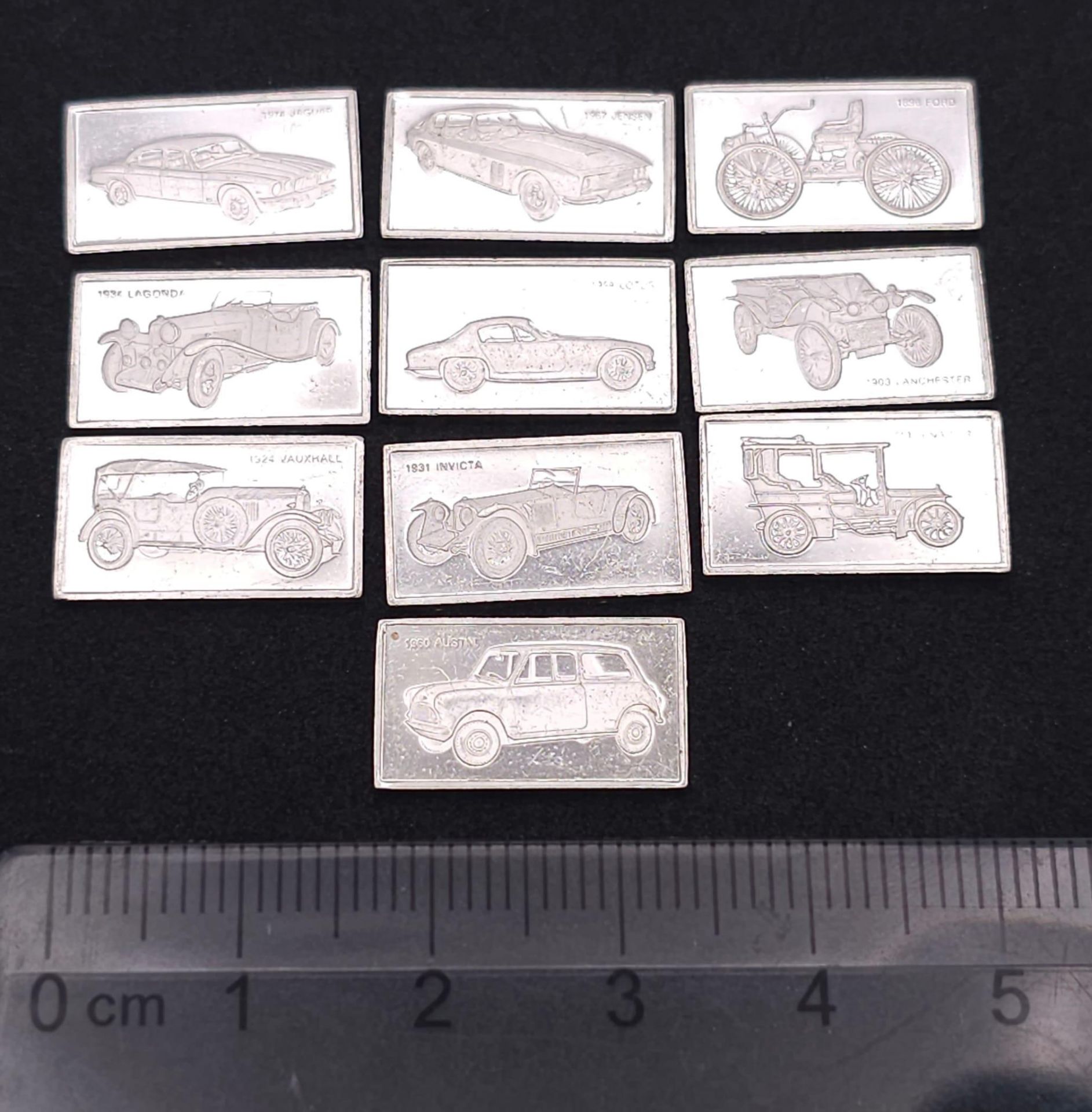 TEN sterling silver European Car Manufacturer's plates, including Jaguar, Lagonda, Napier, Jensen, - Image 3 of 3