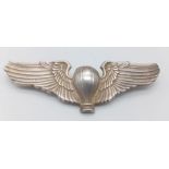 WW2 US Army Air Corps Ballon Pilots Silver Plated Wings.