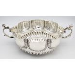 A BEAUTIFULLY ORNATE HAND ENGRAVED SOLID SILVER PUNCH BOWL MADE BY LAMBERT OF COVENTRY STREET ,