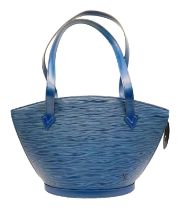 A Louis Vuitton Blue Saint Jacques Shoulder Bag. Epi leather exterior with gold-toned hardware,