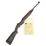A Deactivated Winchester M1 Carbine Self Loading Rifle. Used by the USA in warfare from 1942-73 this