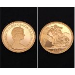 A 22K GOLD SOVEREIGN DATED 1981 IN CAPSULE AS NEW.