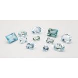 A Parcel of 10 Aquamarines. Assorted Sizes up to 1cm Length, Assorted Cuts, 20.5 Carats Total.