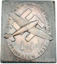 3 rd Reich N.S.F.G Plaque, for taking part in the first rally flight over Pfingsten in 1933.