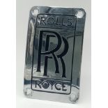 A Genuine Rolls Royce Car White Metal and Enamel Badge. Markings for RK 18357. 11cm x 7cm.