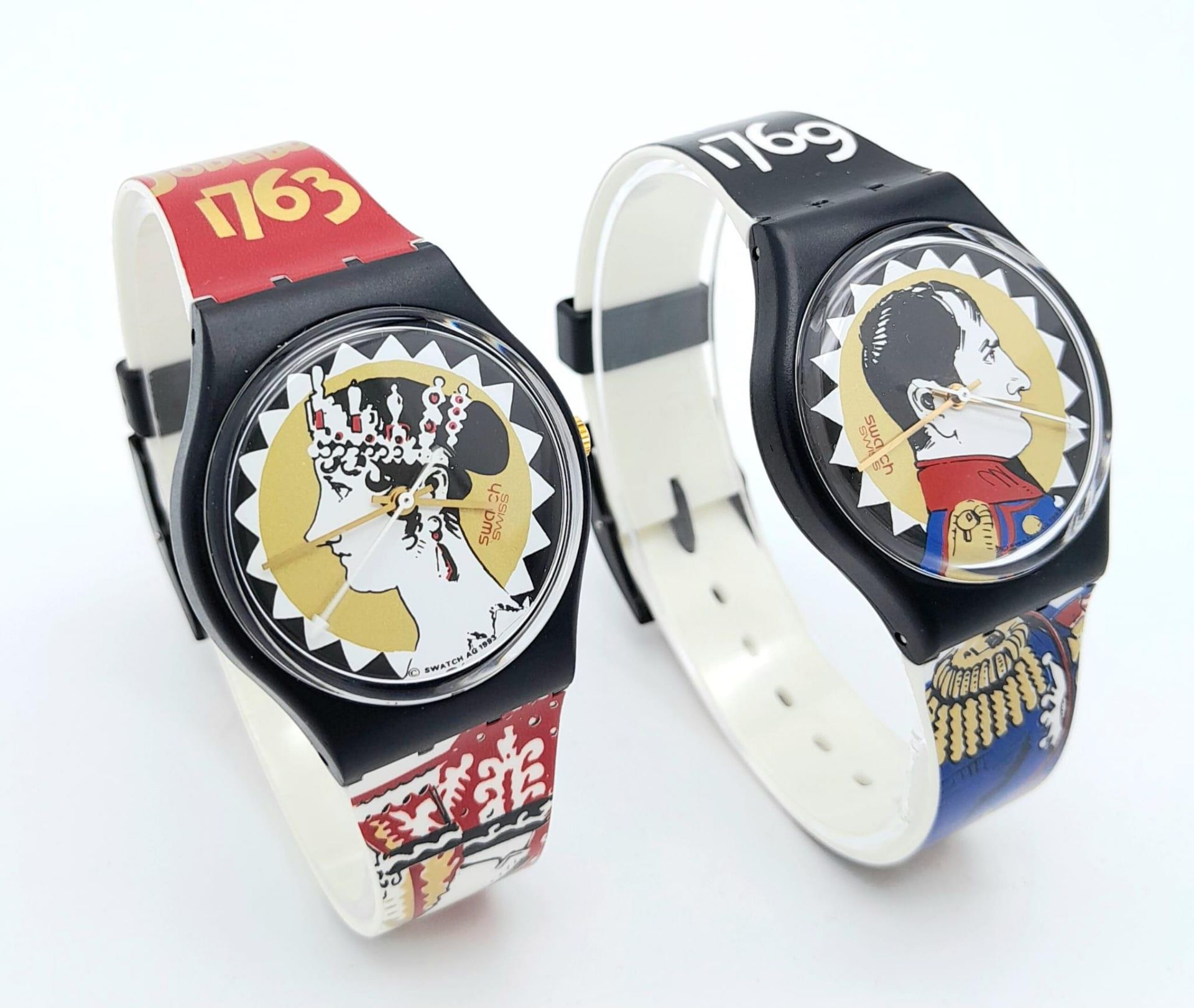 A Boxed, Unused Pair of Swatch Watches Commemorating Napoleon and Josephine. In Original Inner and - Bild 3 aus 10