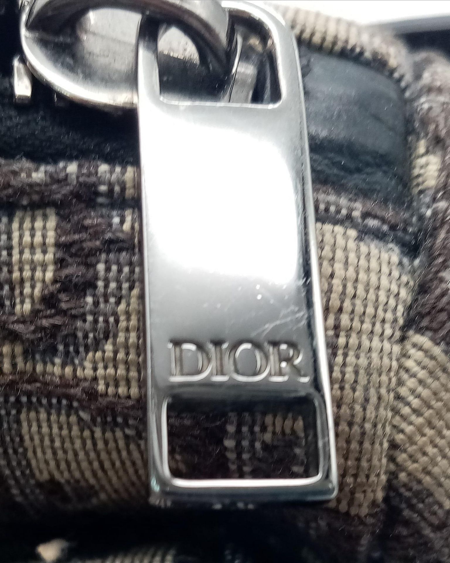 A Christian Dior oblique beige/black crossbody saddle bag, silver tone hardware zip to top, - Image 5 of 5