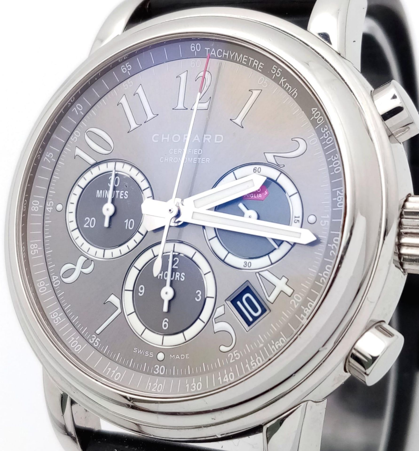 A Chopard Miglia Automatic Chronograph Gents Watch. Black vulcanized rubber strap. Stainless steel - Bild 4 aus 14