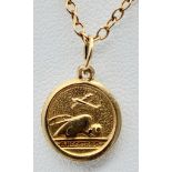 A Very Rare, Vintage, 9 Carat Yellow Gold Georg Jensen Denmark St. Christopher Pendant Necklace.