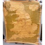A large 1940 linen backed Official Railway Map of England and Wales. Drawn and engraved by J.W.