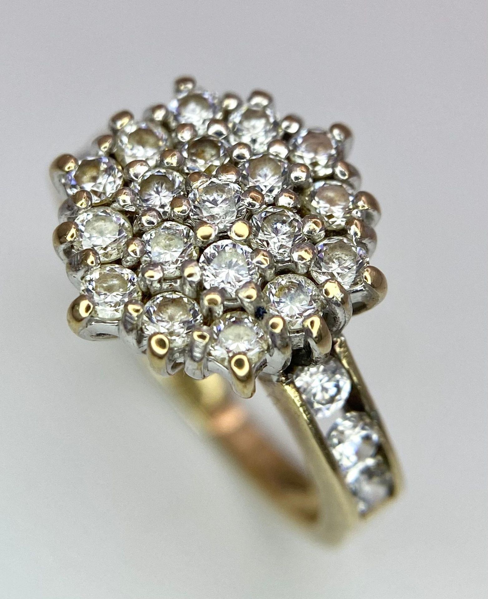 A 9K Yellow Gold CZ Flower Cluster Ring. Size I. 3.1g total weight.