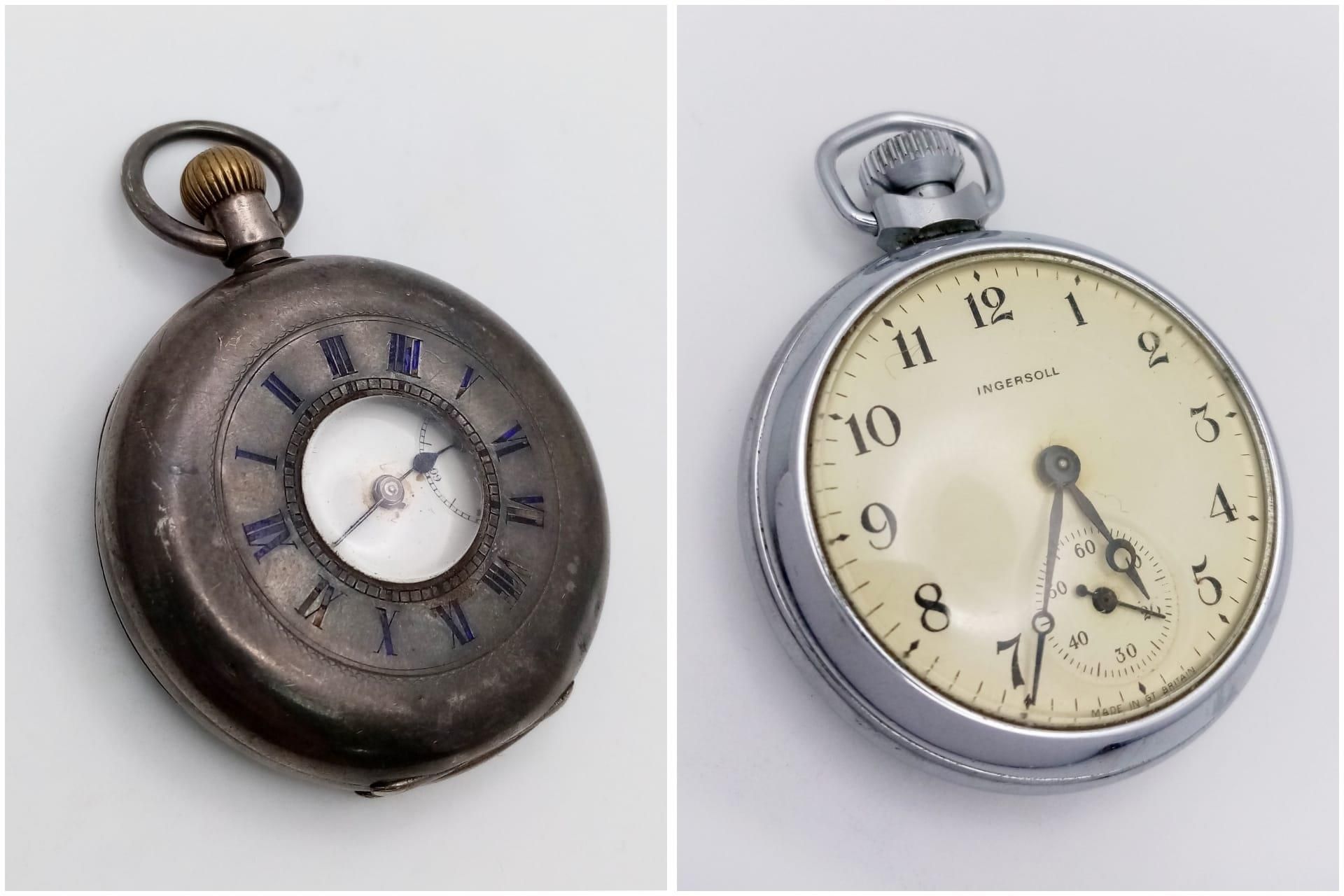 A Vintage and Antique Pocket Watch. Ingersoll vintage top-winder and antique (935)silver cased