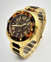 A Men’s Michael Kors Gold Tone and Tortoise Shell Watch Model MK5593. New Battery Fitted March 2024.