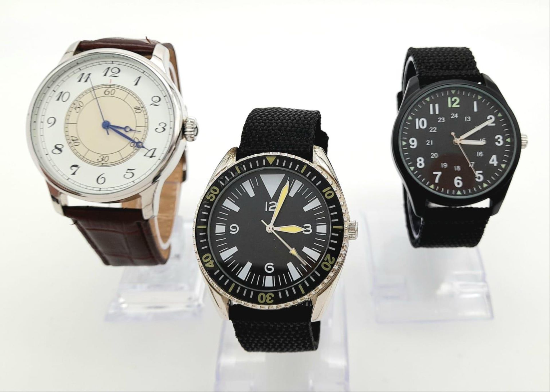 A Parcel of Three Military design Homage Watches Comprising; 1) Japanese Pilots Watch (46mm Case),