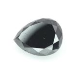 A large (4.68 carats), pear cut BLACK DIAMOND, dimensions: 11.69 x 8.95 x 5.42 mm. It comes with a