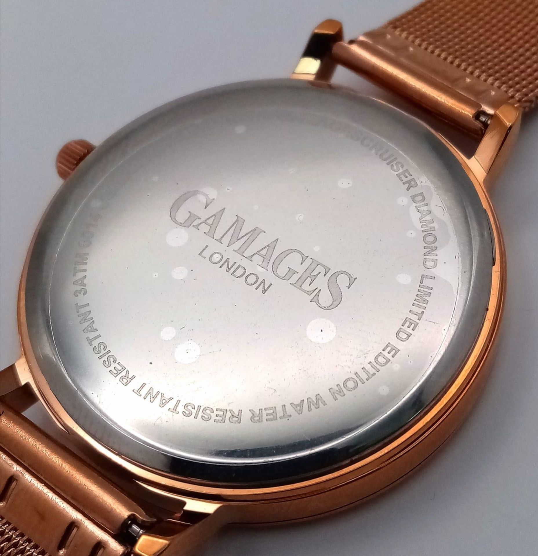 An Unused, Limited Edition, Gamages of London Gold Tone ‘Cruiser Diamond Watch’ Model 8014. The - Bild 5 aus 6
