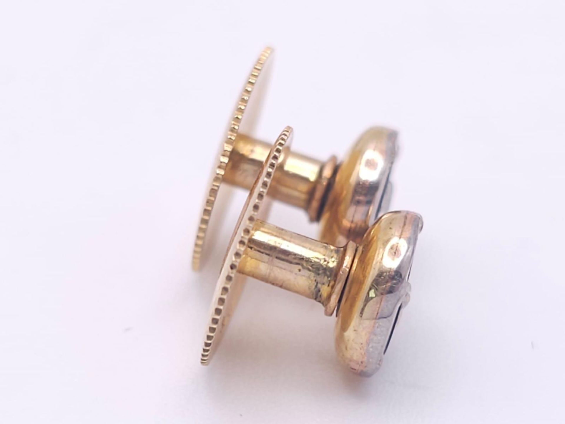 A Beautiful Set of Vintage Gold Cufflinks and Shirt Studs. 9k yellow gold bases with 18k white - Image 17 of 23