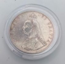 An 1887 Queen Victoria Double Florin. VF grade but please see photos.