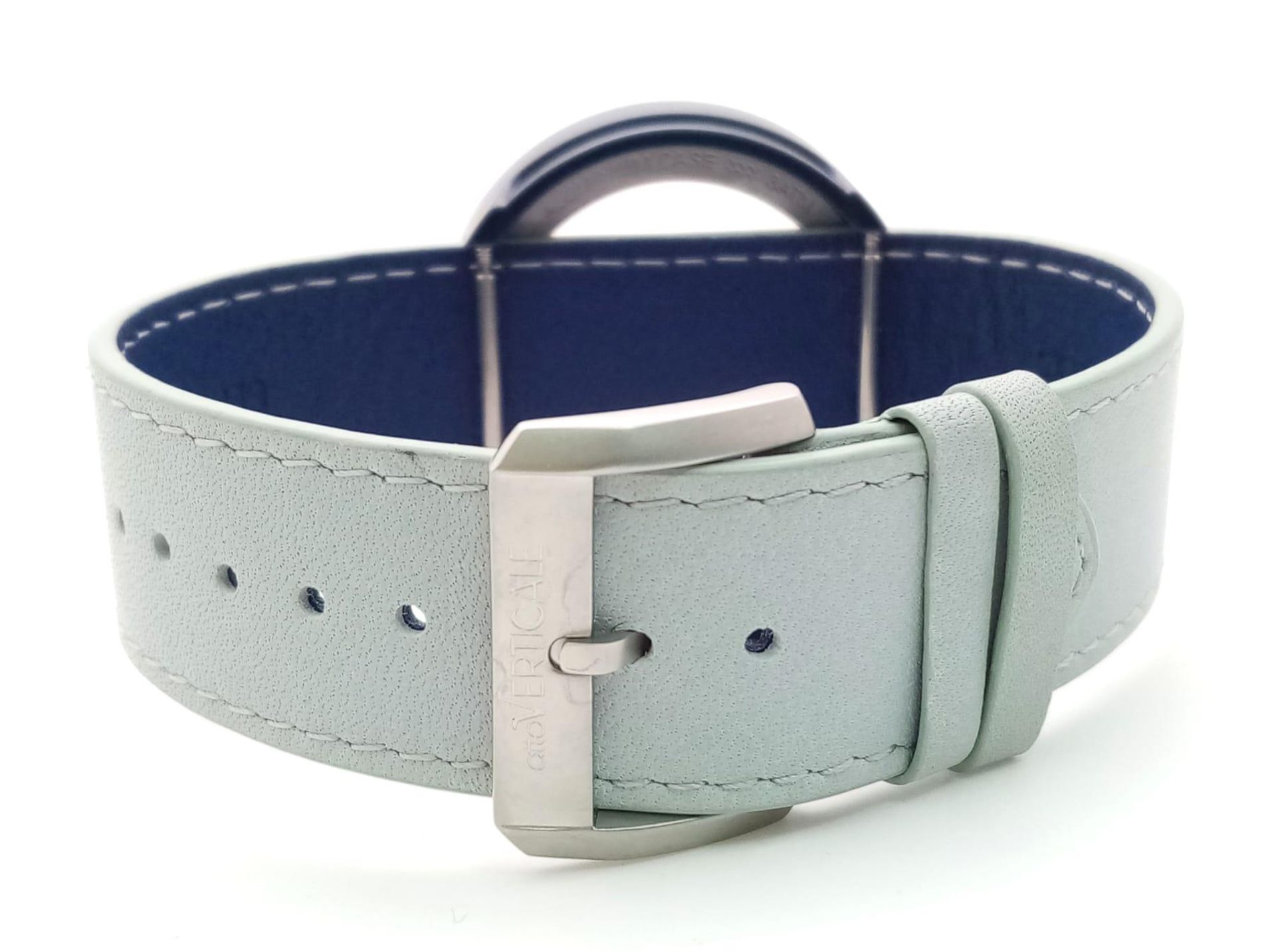 A VERTICALE unisex skeleton watch, dark blue case 42 mm, original grey/blue leather strap ( - Image 4 of 7