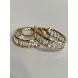 Classic pair of 9 carat Hallmarked GEM SET GOLD HOOP EARRINGS. 2 cm Diameter. 4.68 Grams.