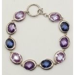 AN ATTRACTIVE STERLING SILVER STONE SET BRACELET, WEIGHT 16.8G