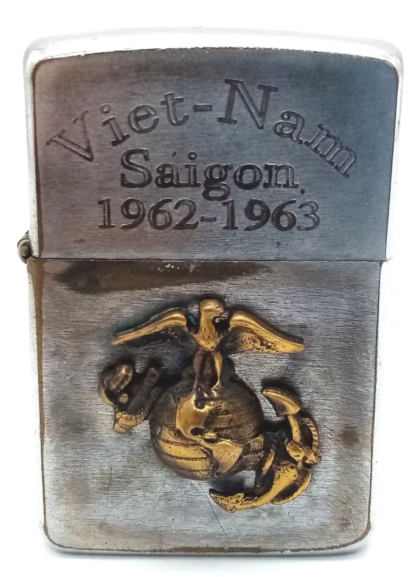 Vietnam War Era USMC Zippo Lighter. Dated Coded 1961 on the base. Engraved 1962-63