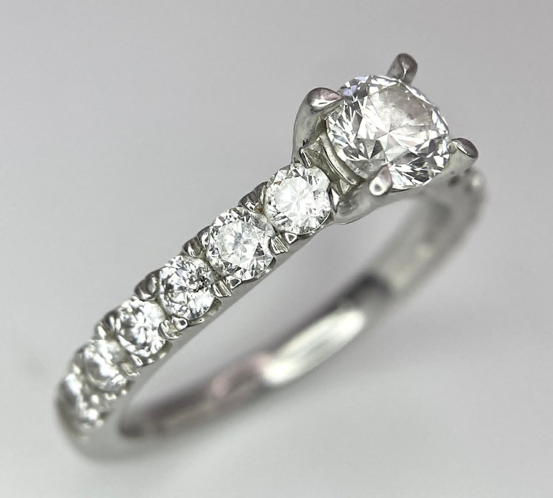 The Best Story - Is The Diamond Story. A 950 platinum diamond ring with a central SI1 0.40ct - Image 4 of 12