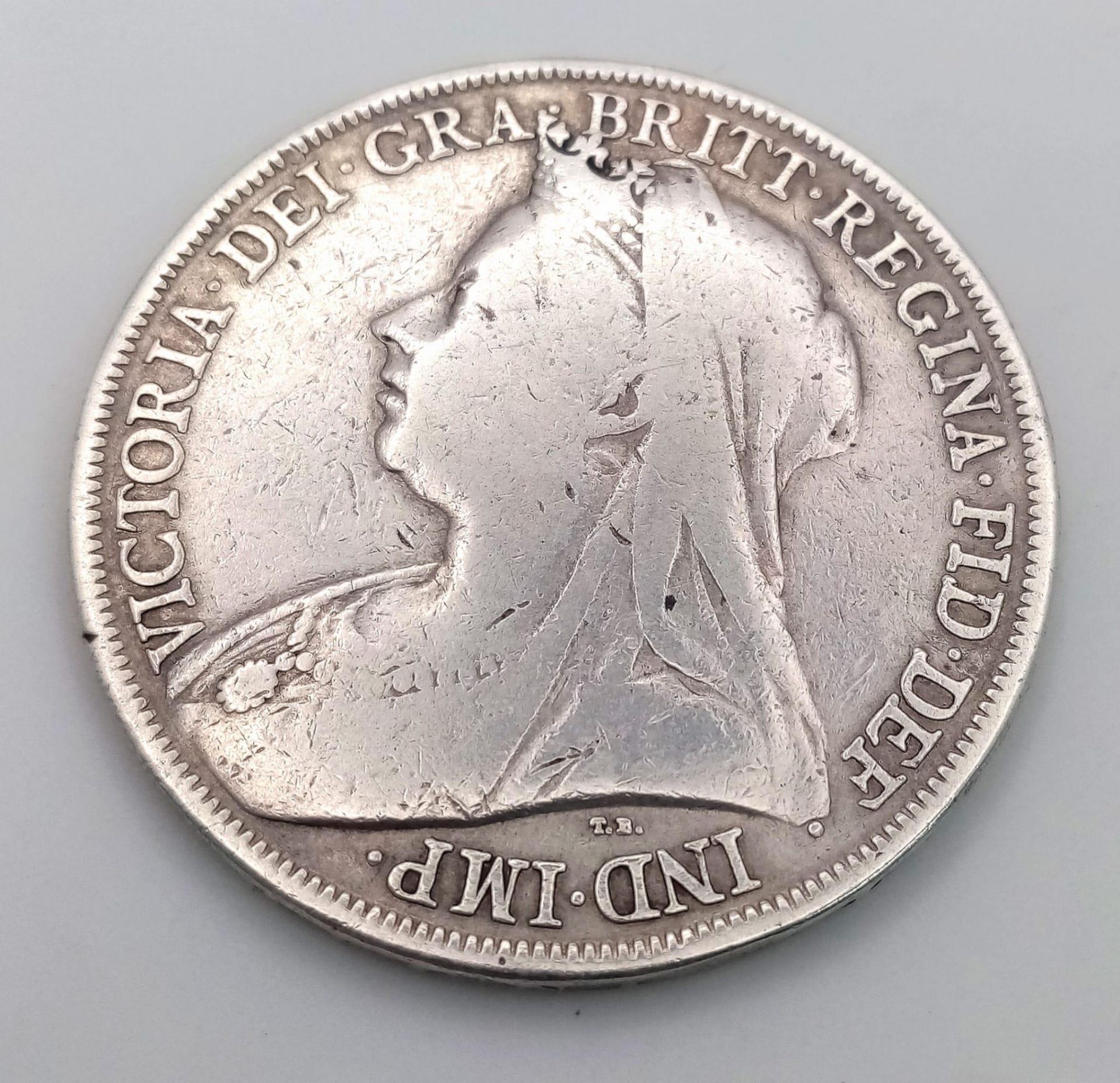 An 1894 Queen Victoria Silver Crown. VF grade but please see photos. - Image 3 of 3