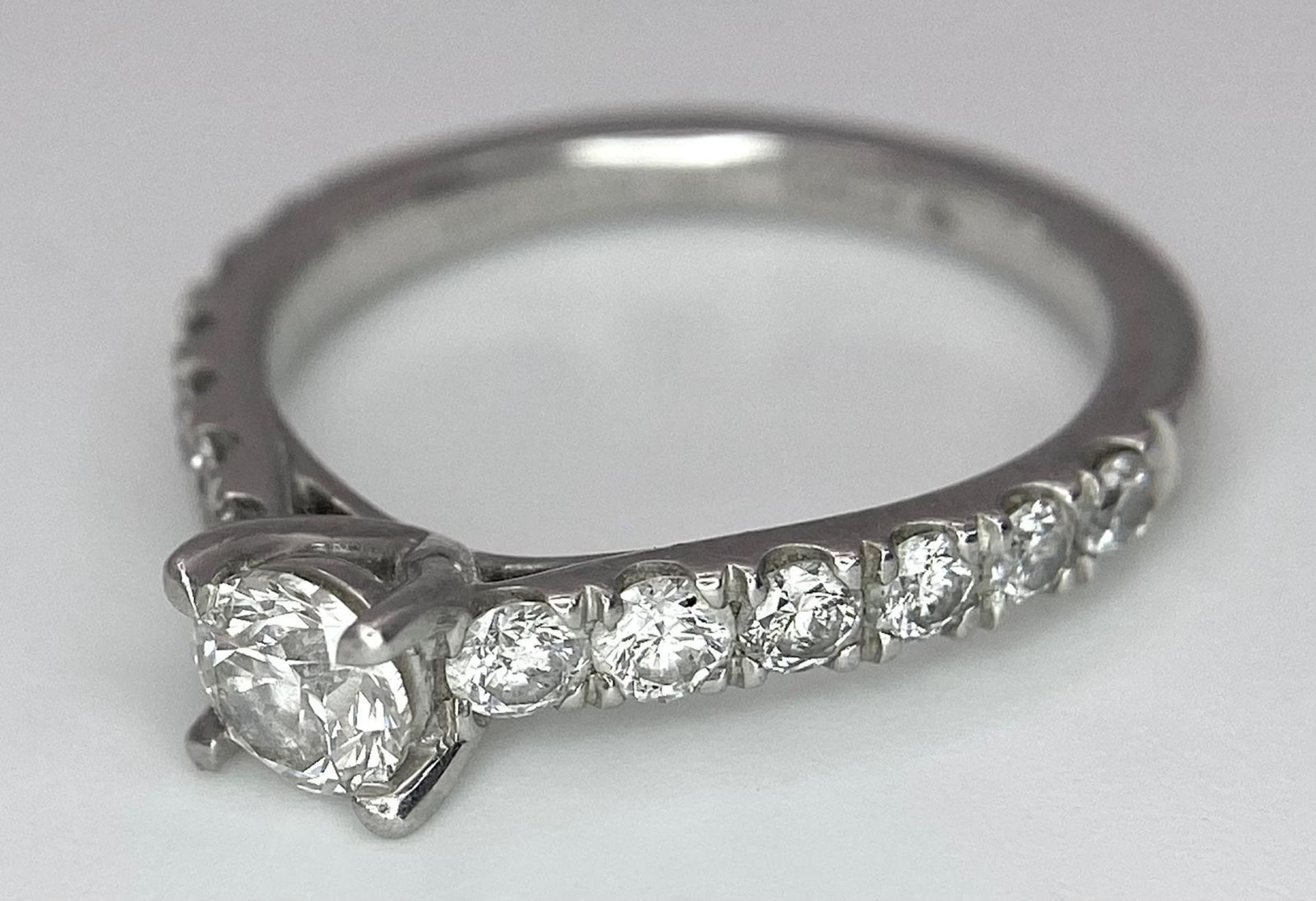 The Best Story - Is The Diamond Story. A 950 platinum diamond ring with a central SI1 0.40ct - Image 9 of 12