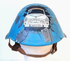 Cold War Period East German M56 Memorial Helmet. Hand painted picture of an East German Built