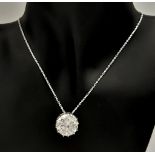 A 10.4ct White Moissanite Pendant on a 925 Silver Necklace. 16mm and 42cm. Ref: CD1245