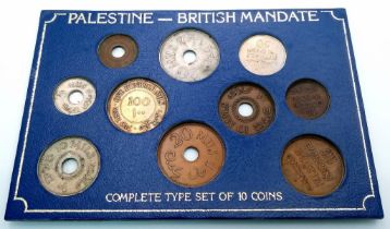 A Palestine - British Mandate Coin Set. 10 coins in total.