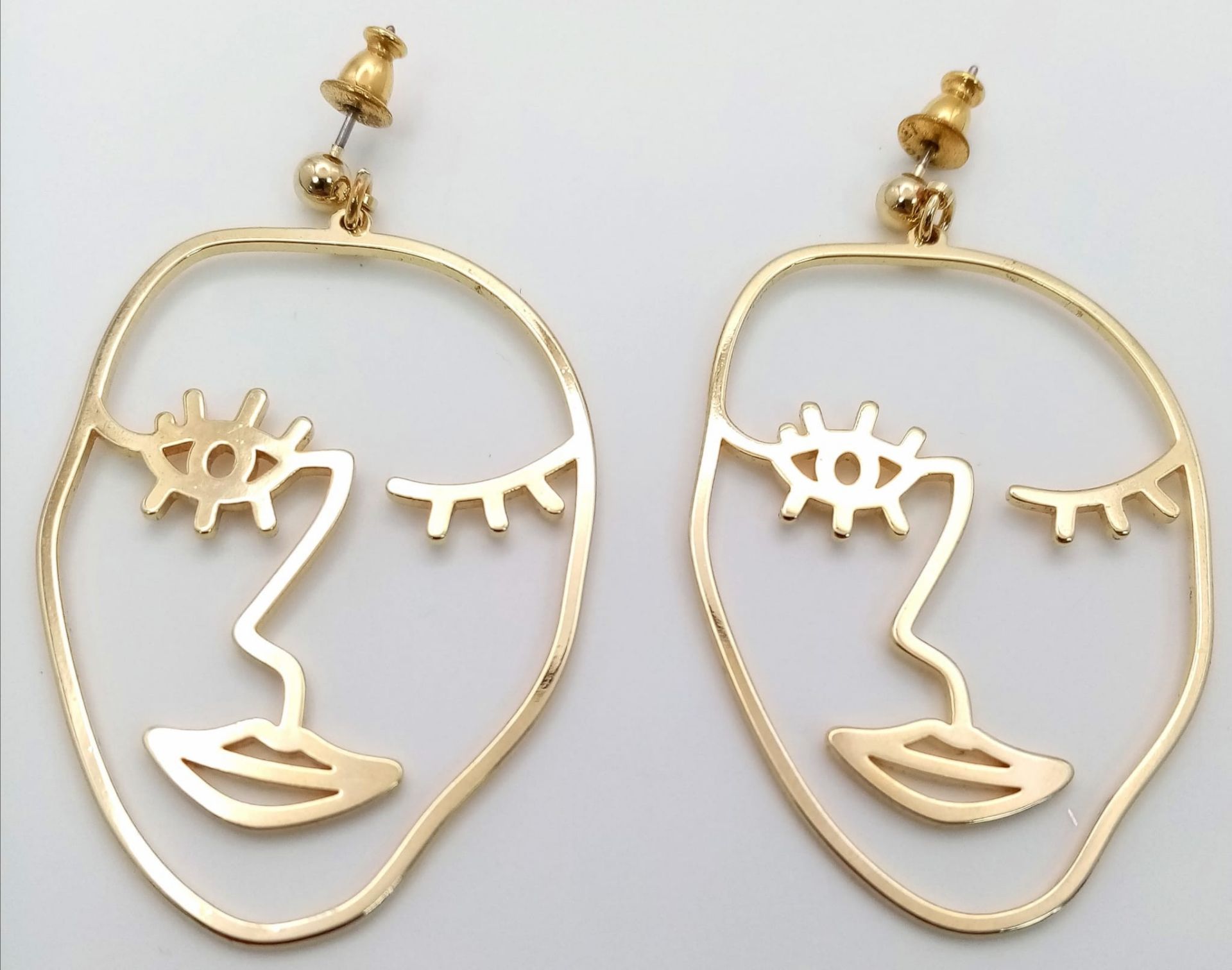 A Pair of Yellow Gold Gilt Art Nouveau Style Earrings by Monet. 6cm Drop