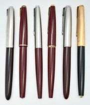 Six Vintage Parker Fountain Pens.