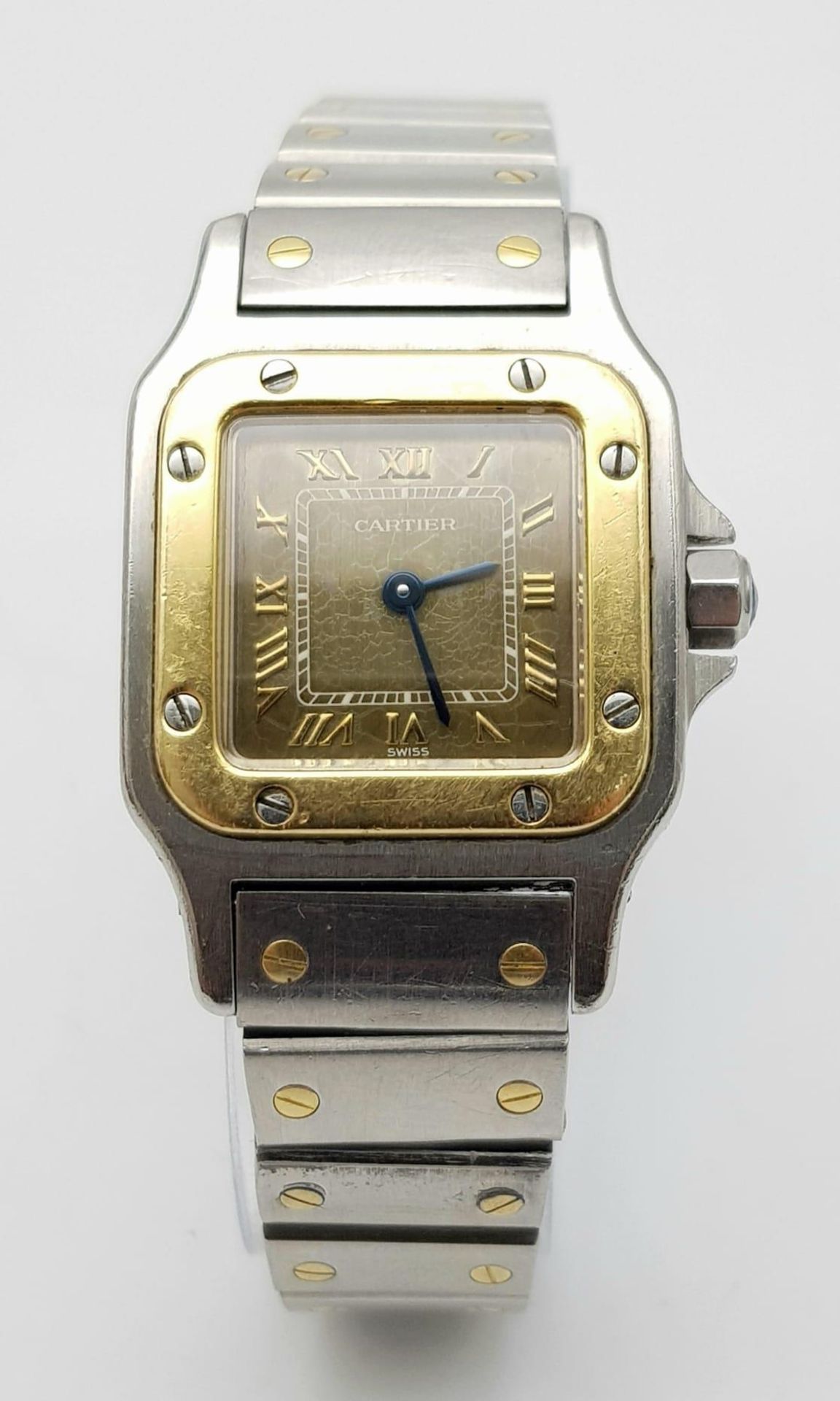 A Vintage Cartier Santos Galbee Bi-Metal Quartz Ladies Watch. Gold and stainless steel bracelet - Image 2 of 9