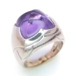 An 18K White Gold Bulgari Amethyst Pyramid Ring. Size K. 16.41g total weight. Ref: 016531