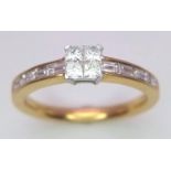 A 18K YELLOW GOLD DIAMOND RING, APPROX 0.65CT DIAMONDS, WEIGHT 3.6G SIZE N