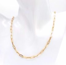 An 18K Yellow Gold Elongated Link Chain. 56cm length. 5.5g weight.