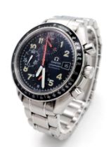 AN OMEGA "SEAMASTER"AUTOMATIC TACHYMETRE WITH 3 SUBDIALS , DATE BOX AND ON A STAINLESS STEEL STRAP .