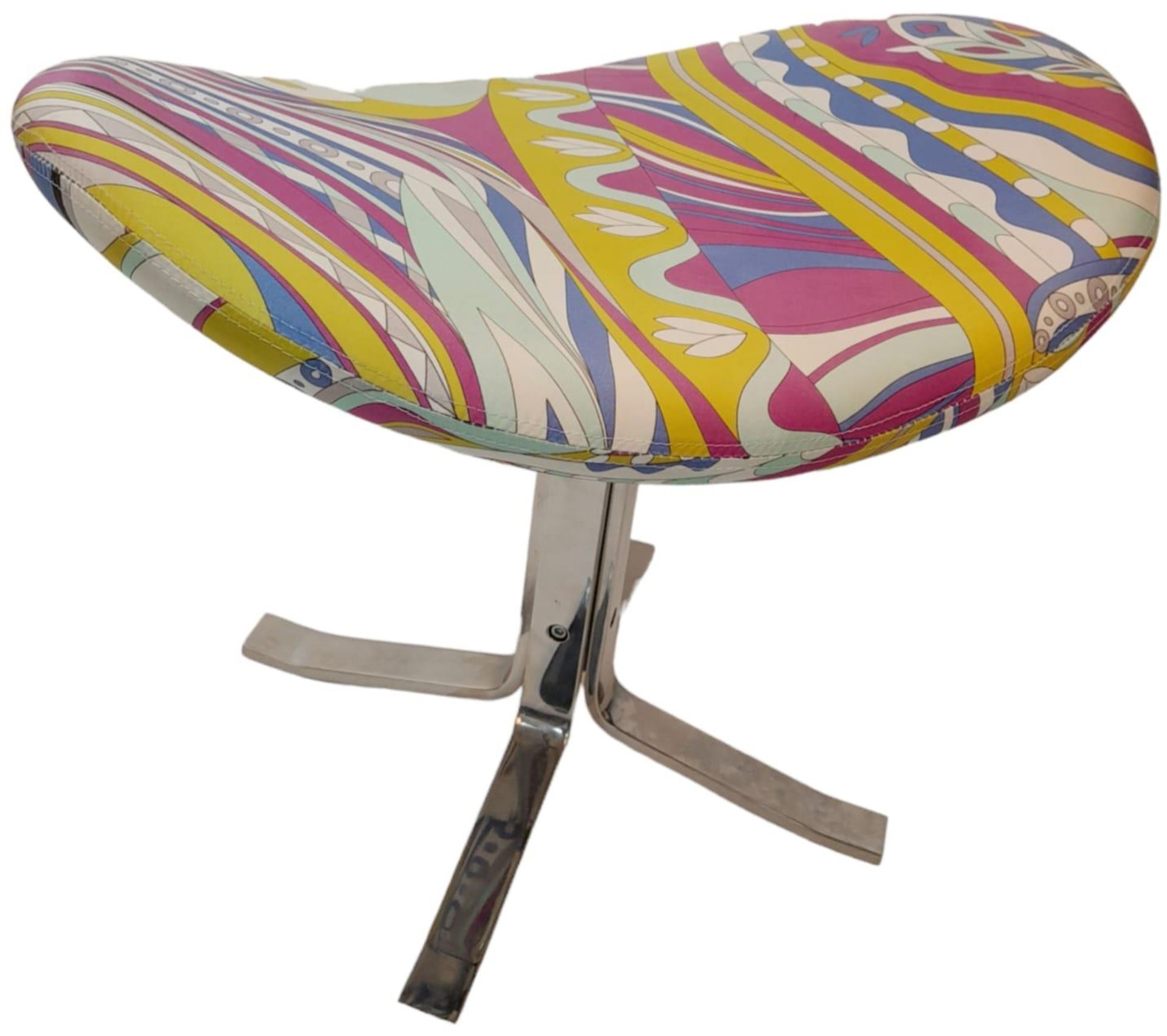 A Designer stainless steel and bright cushioned stool. Cushion - 68 x 46cm. - Bild 2 aus 4