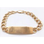 A vintage 9K Gold Curb Chain Men's ID Bracelet. Fully hallmarked, measures 22cm in length. Not