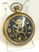 Vintage Masonic automaton pocket watch ( rotating skull ) working