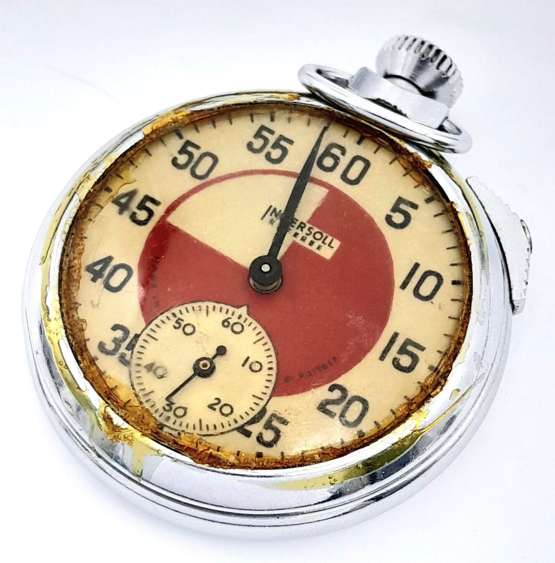 A Fantastic Vintage Ingersoll Football Referees Pocket Watch. 51mm diameter. Works but no