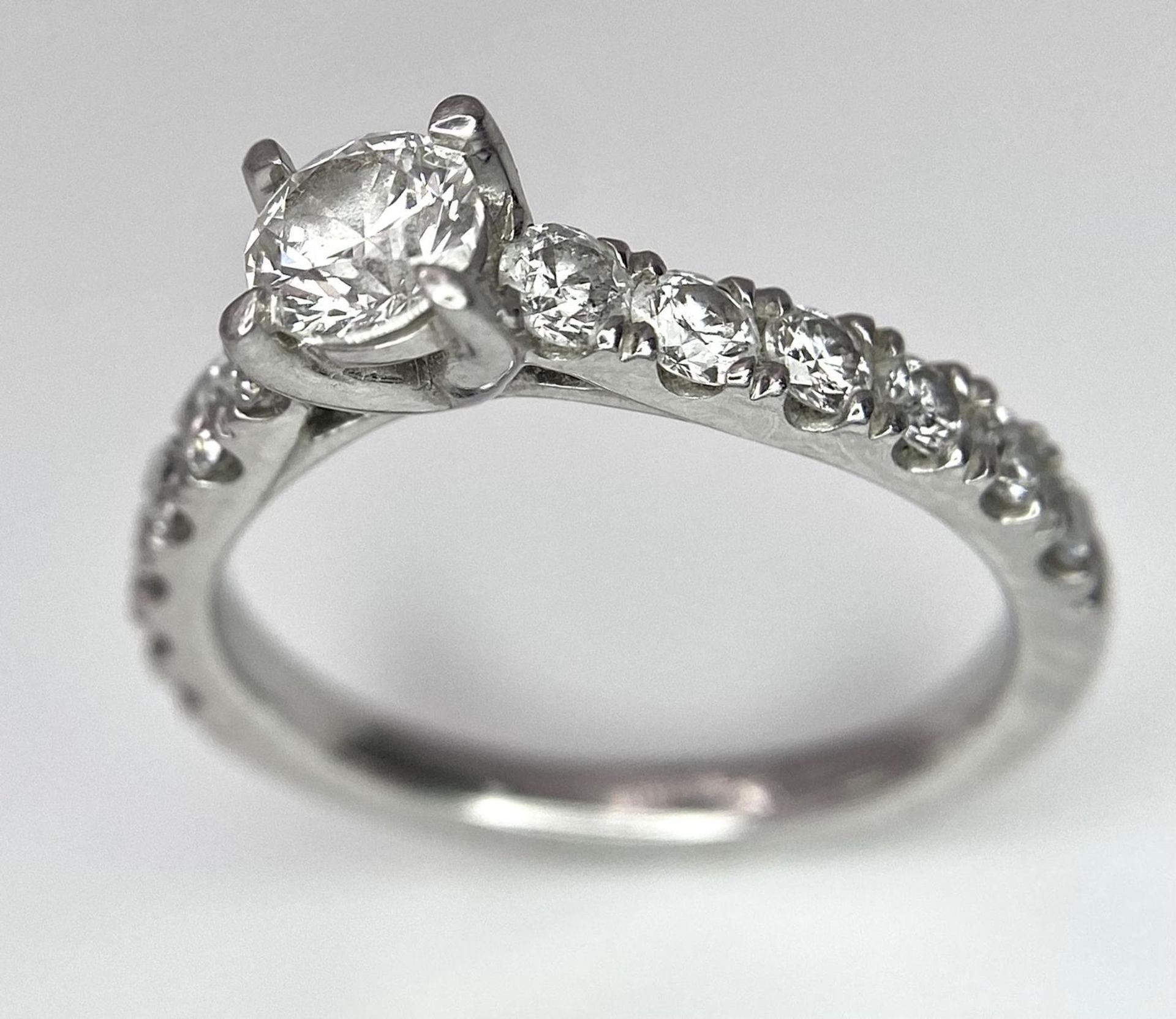 The Best Story - Is The Diamond Story. A 950 platinum diamond ring with a central SI1 0.40ct - Image 2 of 12